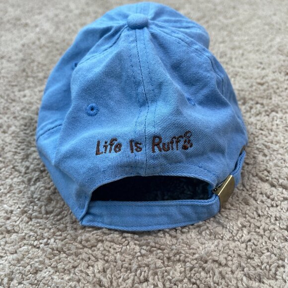 Life is Ruff Hat Adult OS Blue Embroidered Dog Talk To The Paw Baseball Cap - Picture 4 of 6